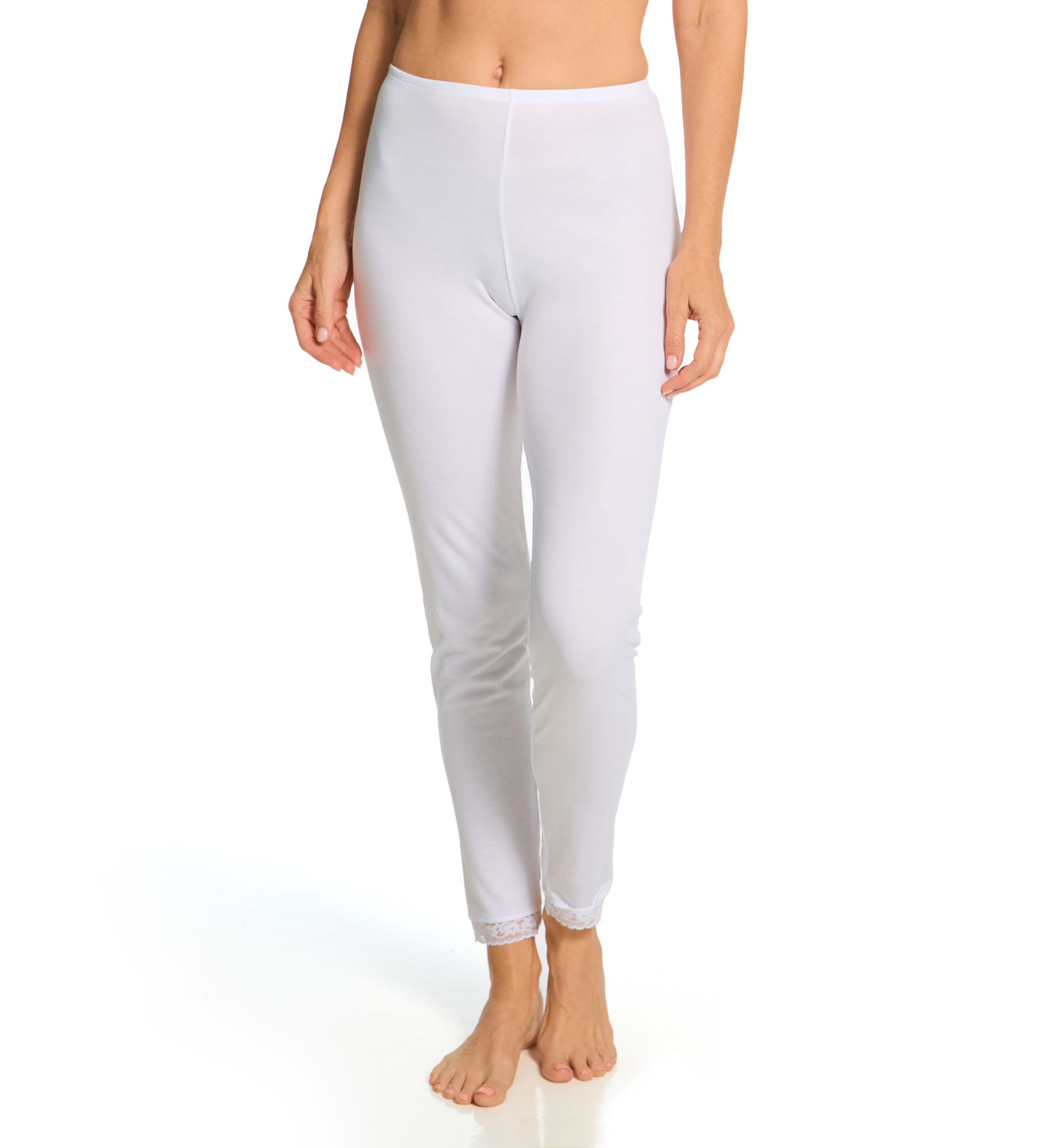 Cuddl Duds Softwear Lace Edge Legging White M  - Image 1