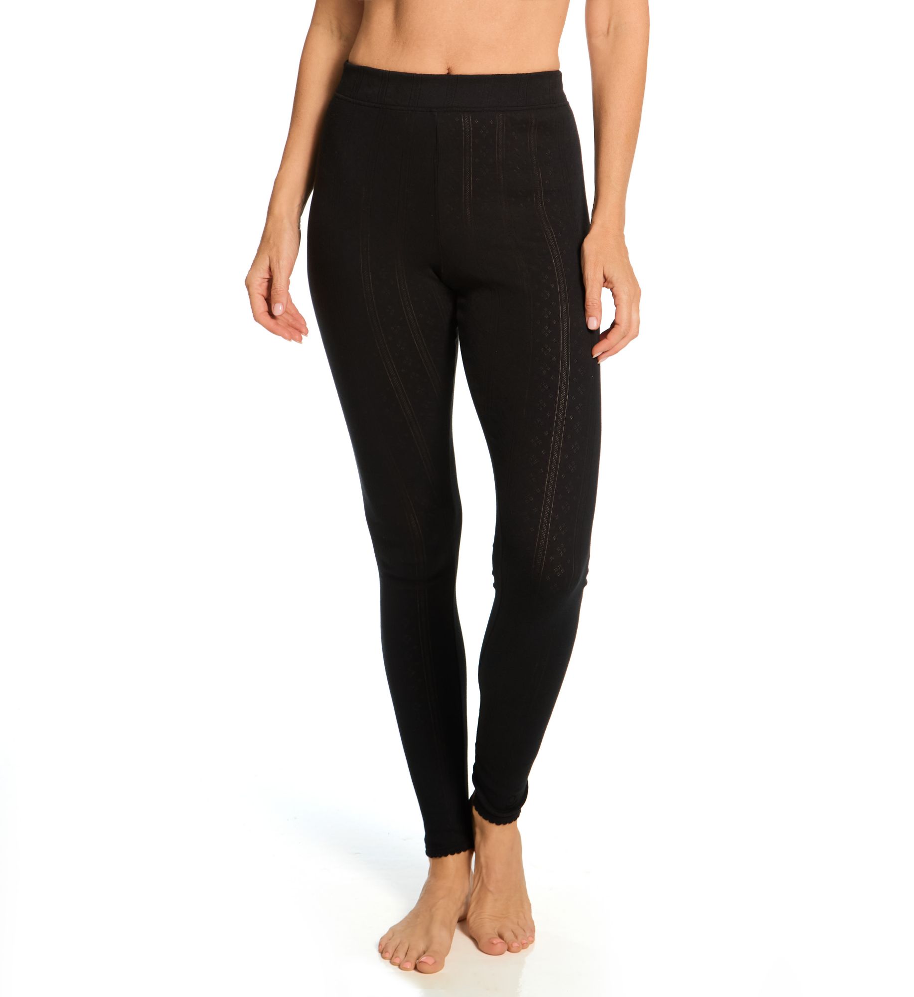 Cuddl Duds Women's Pointelle Legging in Black | Size: XL | HerRoom.com