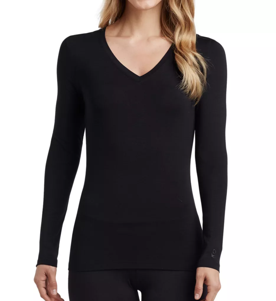 Softwear with Stretch Long Sleeve V-Neck Shirt New Black S