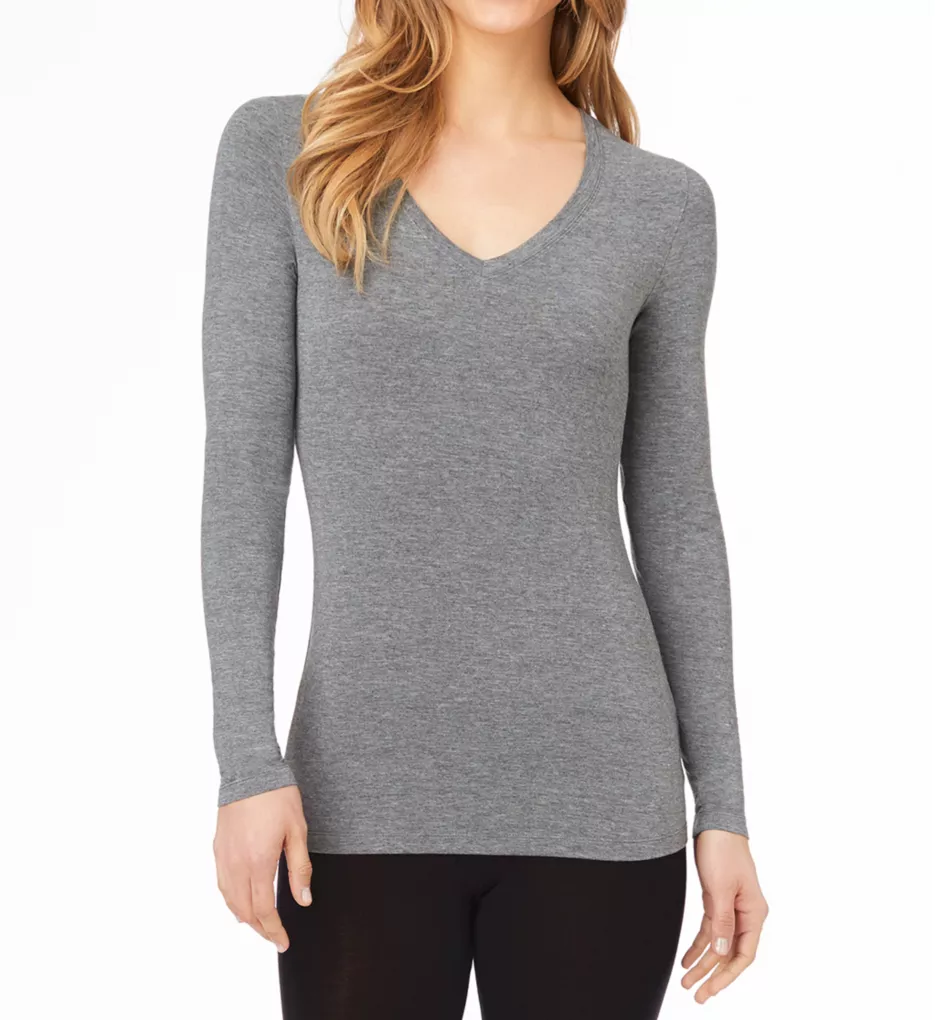 Softwear with Stretch Long Sleeve V-Neck Shirt New Charcoal Heather S