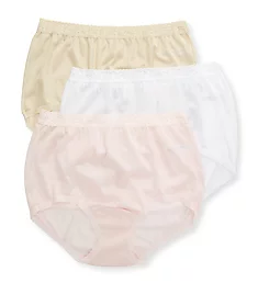 Lorraine Lace Trim Nylon Full Brief Panty - 3-Pack Pearl/Petal Pink/Buff 5