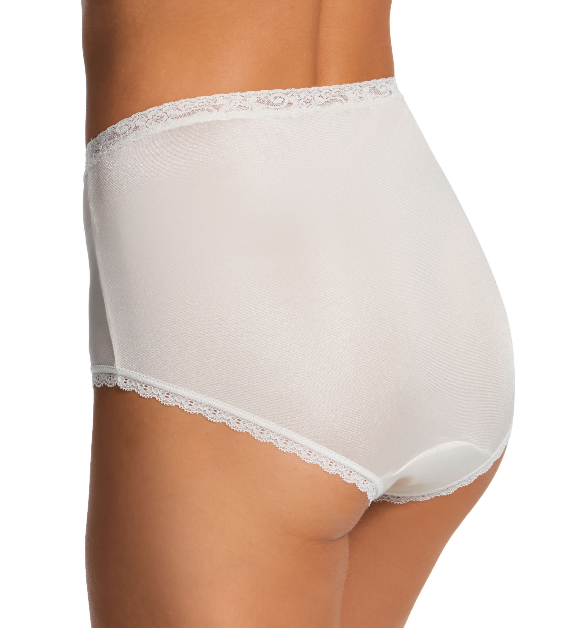 Cuddl Duds Lorraine Lace Trim Nylon Full Brief Panty - 3-Pack Pink/Pearl/Sand 11  - Image 2