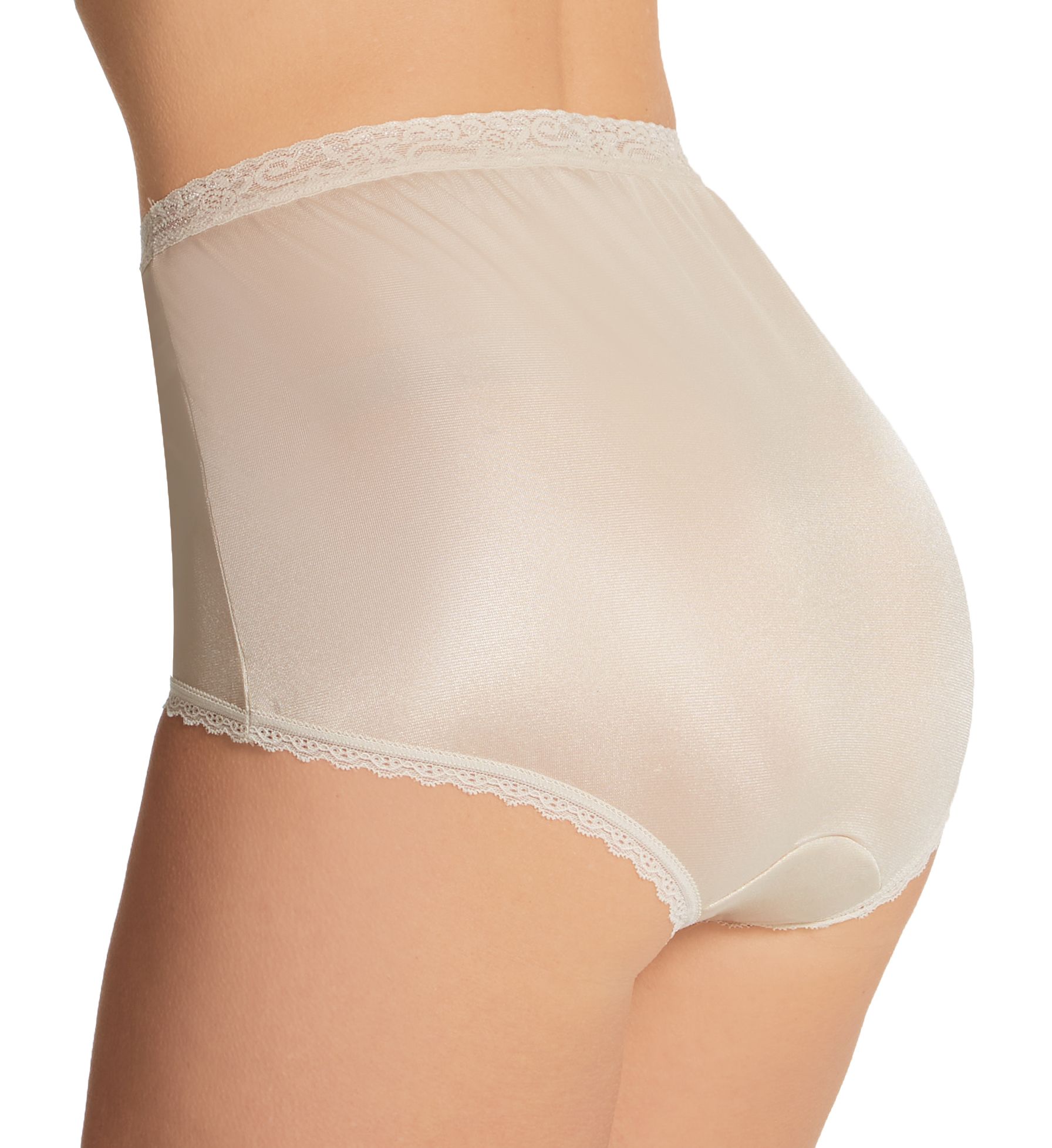 Cuddl Duds Lorraine Lace Trim Nylon Full Brief Panty - 3-Pack Pearl/Cloud/Buff 6  - Image 2