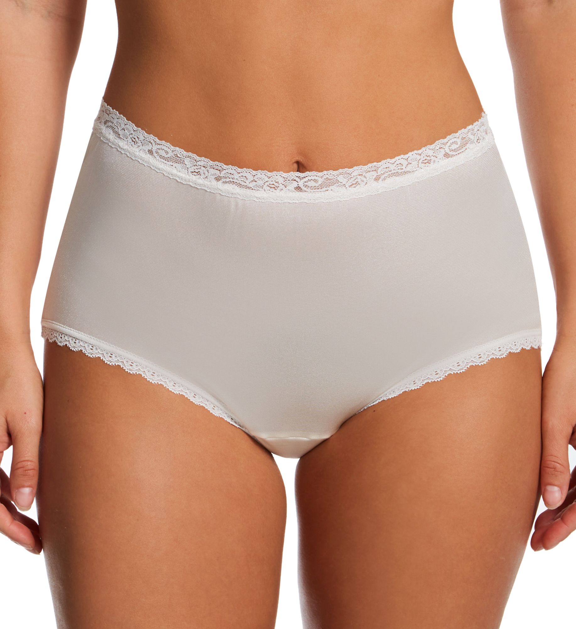 Cuddl Duds Lorraine Lace Trim Nylon Full Brief Panty - 3-Pack Blue/Pearl/Sand 11  - Image 1