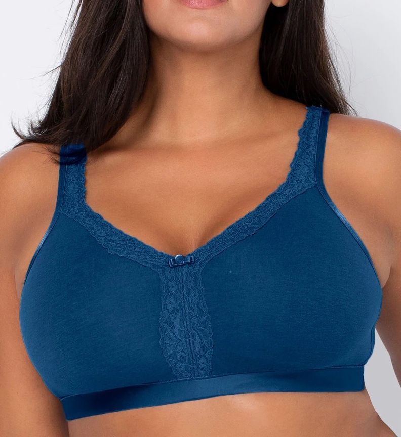 Curvy Couture : Curvy Couture 1010 Cotton Luxe Wire Free Bralette (Blue Sapphire 34G)