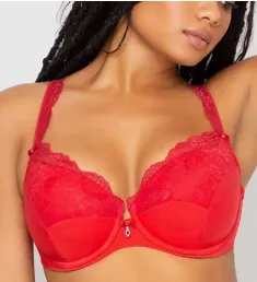 Tulip Lace Push Up Balconette Bra Diva Red 46DD