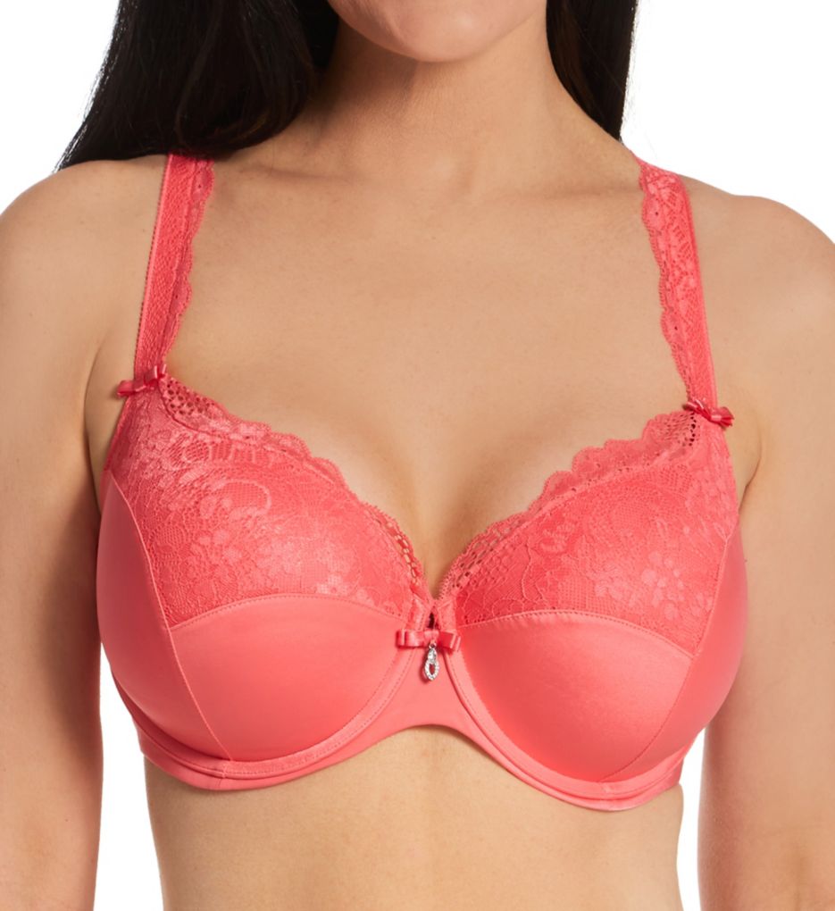 Tulip Lace Push Up Balconette Bra Sun Kissed Coral 46H by Curvy
