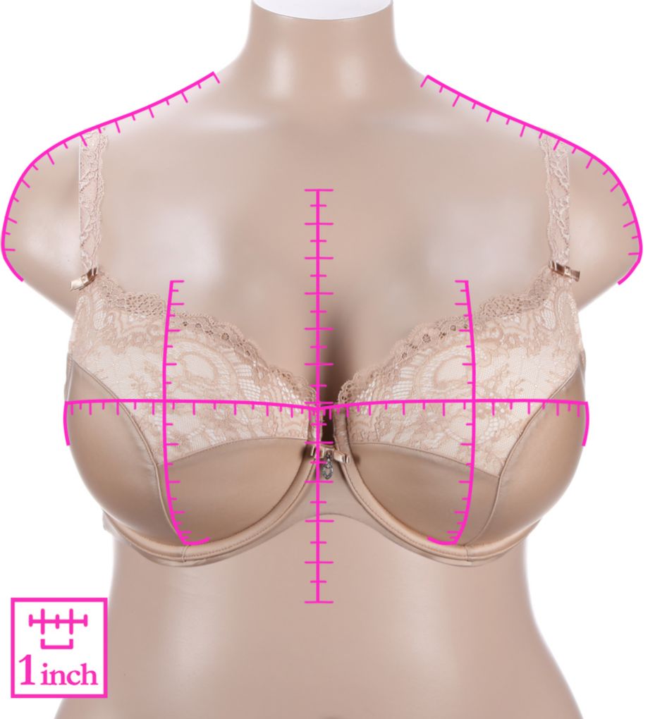 Curvy Couture plus Tulip Lace Push Up Bra Bombshell Nude 42H