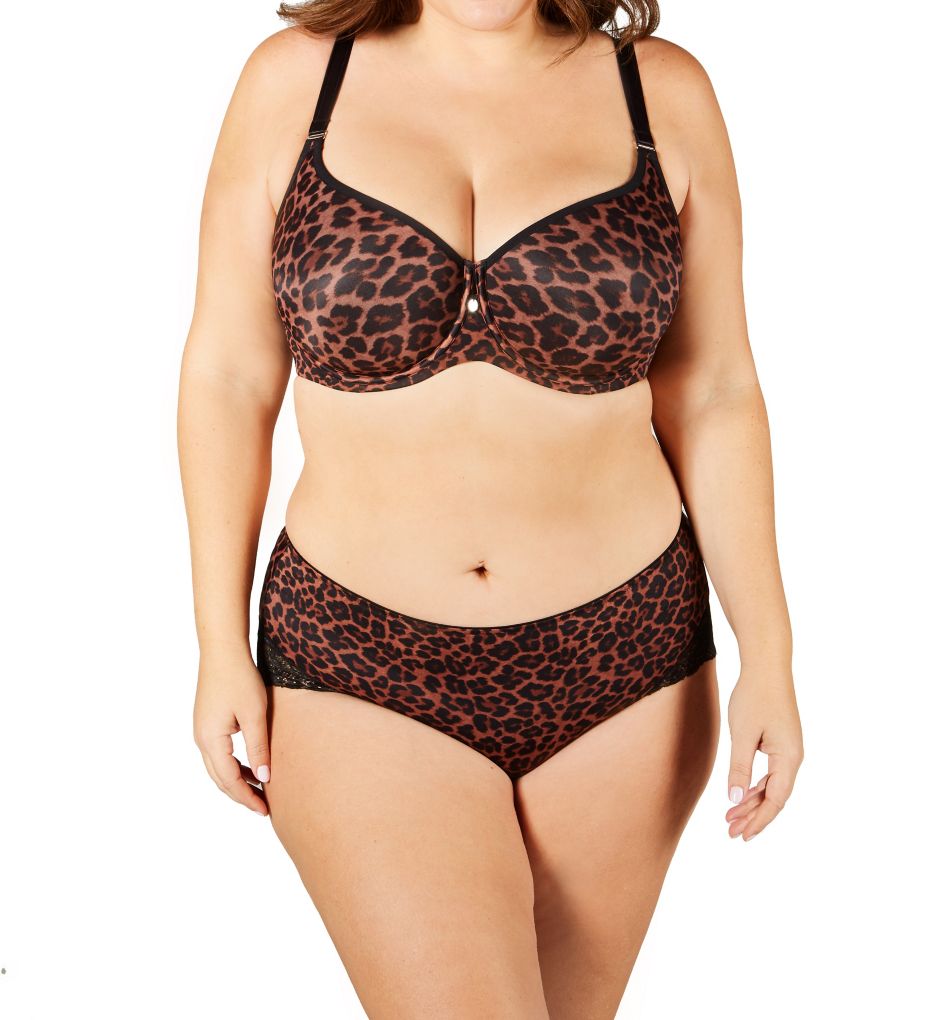 Curvy Couture Women's Sheer Mesh Bralette Designer Leopard Xxl