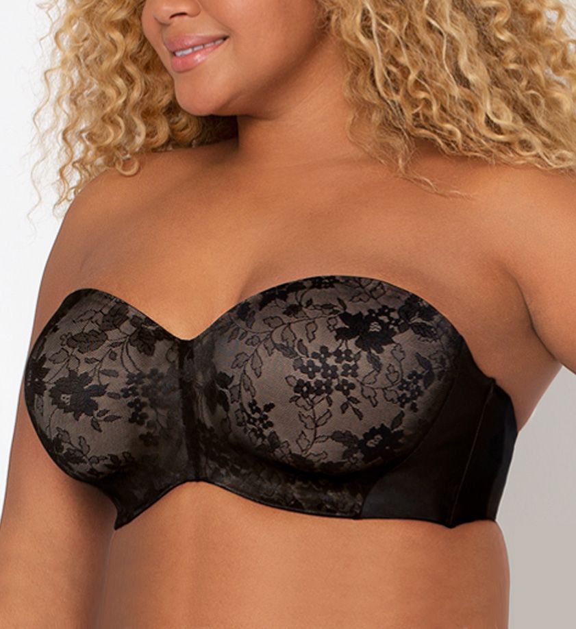 Curvy Couture Women's Smooth Strapless Multi-way Bra Black Hue 38g : Target