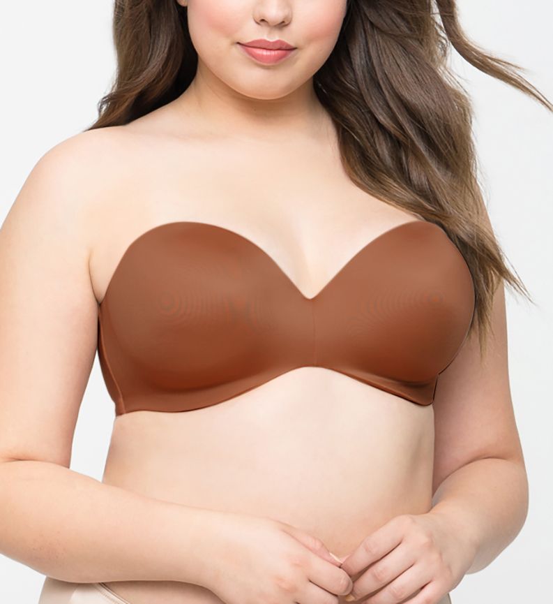 Curvy Couture : Curvy Couture 1290 Smooth Strapless Multi-Way Uplift Bra (Chocolate 44H)