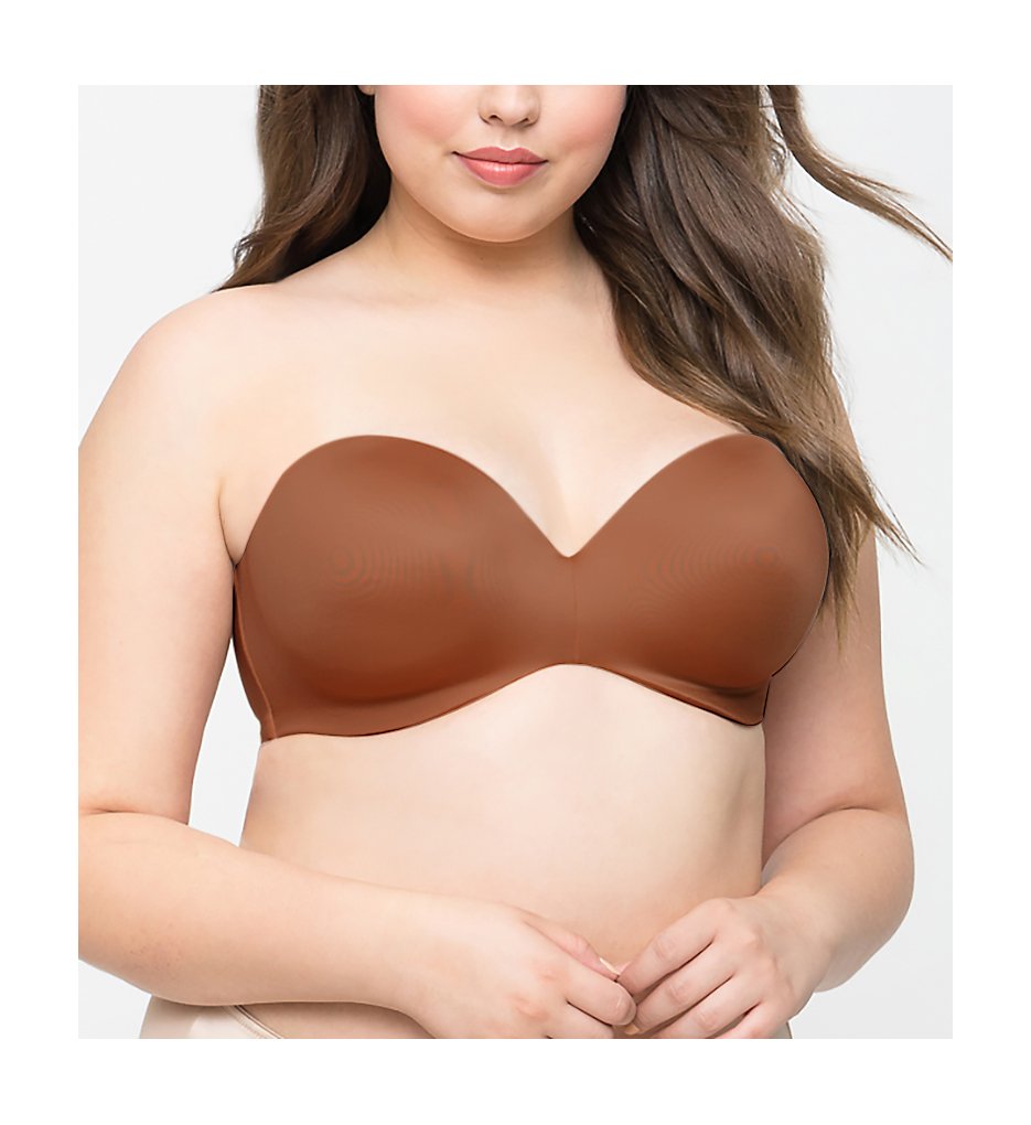 Curvy Couture - Curvy Couture 1290 Smooth Strapless Multi-Way Uplift Bra (Chocolate 44H)