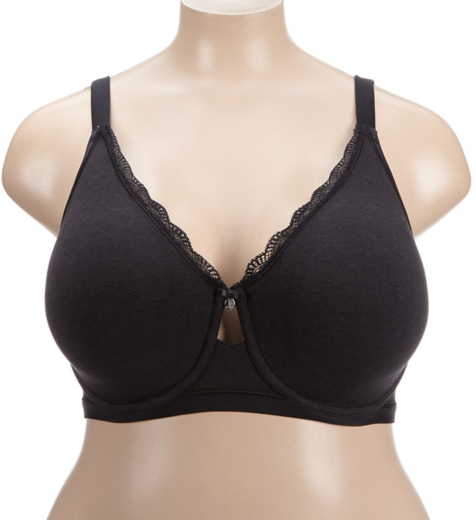 Curvy Couture Full Figure Cotton Luxe Unlined Wire Free Bra Black