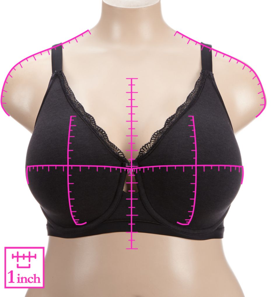 Curvy Couture Tulip Front Close T Shirt Bra, Black, Size 38C, from