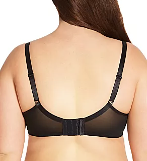 Sheer Mesh Plunge Push Up Underwire Bra Black Hue 38DDD