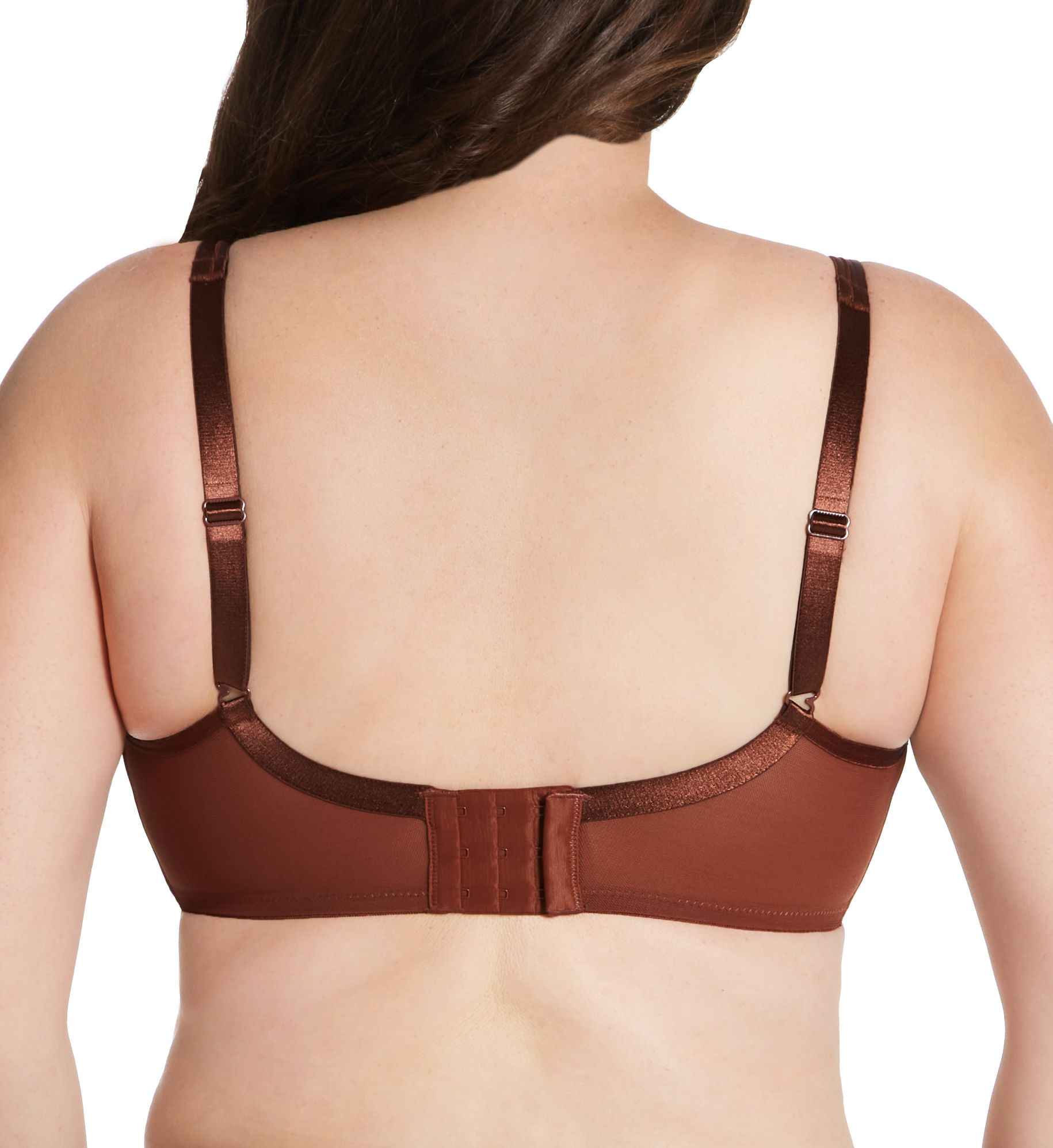 Curvy Couture Sheer Mesh Plunge Push Up Underwire Bra Chocolate 36DDD  - Image 2