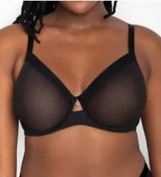 Sheer Mesh Unlined Underwire Bra Black Hue 36G