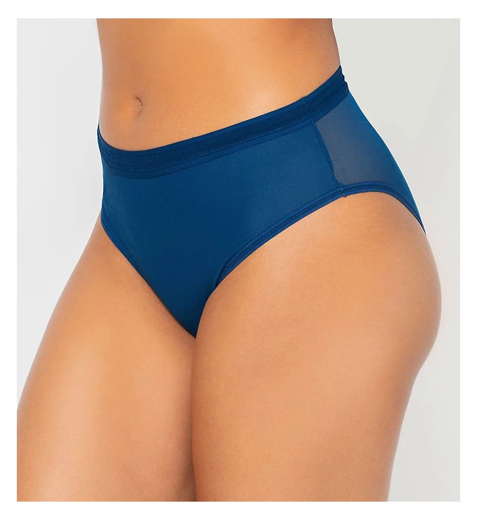 Curvy Couture (2486610) -- Curvy Couture 1313 Sheer Mesh Hipster Panty (Blue Sapphire 2X)