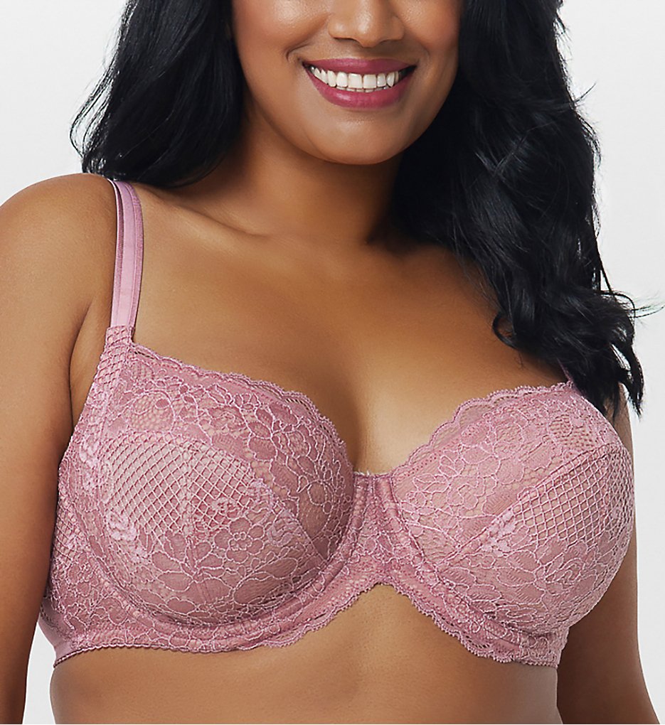 Curvy Couture 1341 Beautiful Bliss Lace Unlined Underwire Bra (Blush Pink)
