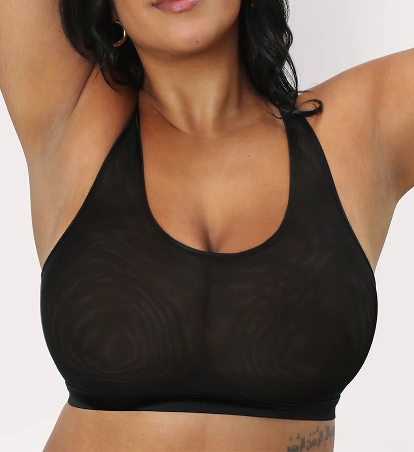 Womens Mesh See-through Bra Top Deep U Neck Bralette Lingerie Sheer Sports  Bra 