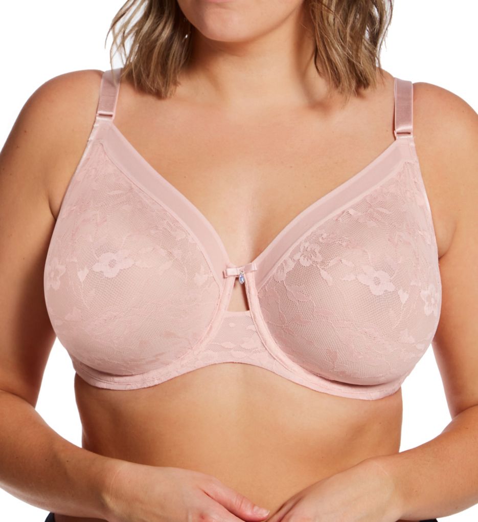 Sheer Mesh Full Coverage Unlined Underwire Bra - Blushing Rose 