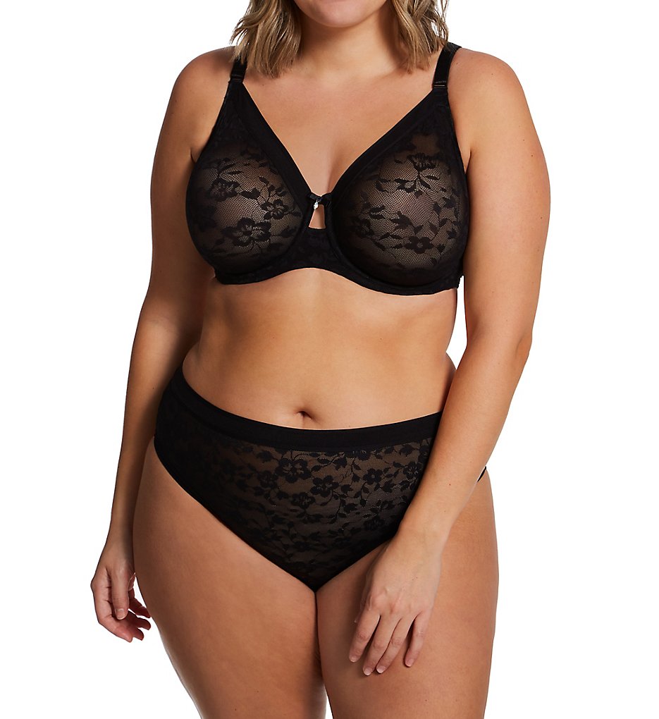 Allover Lace Unlined Bra Black 40C by Curvy Couture