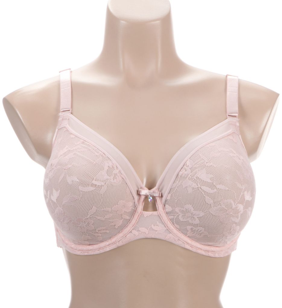 Curvy Couture Women's Luxe Lace Wire Free Bra Blushing Rose 44h