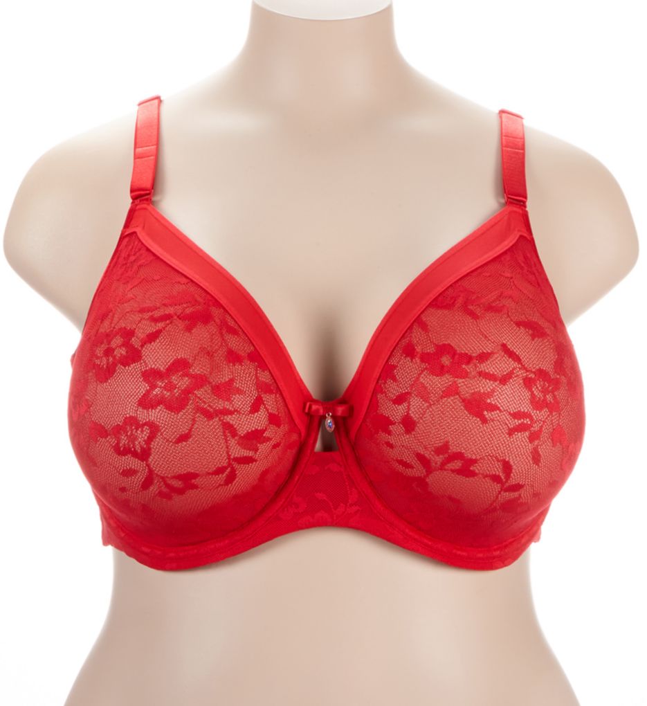Allover Lace Unlined Bra Diva Red 38G by Curvy Couture