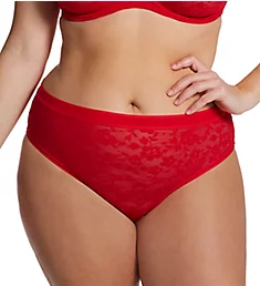 Allover Lace High Cut Brief Panty Diva Red 3X