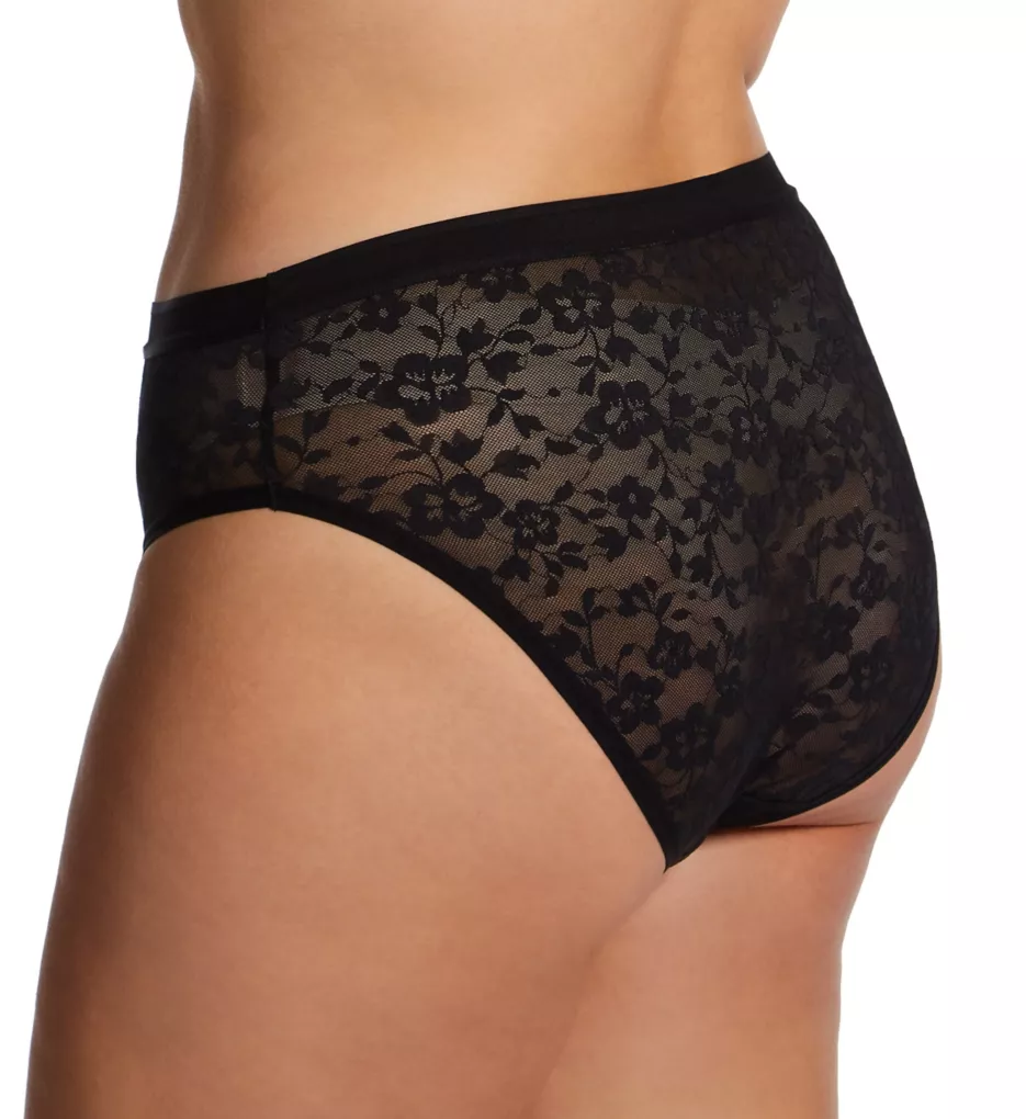 Allover Lace High Cut Brief Panty Black 3X