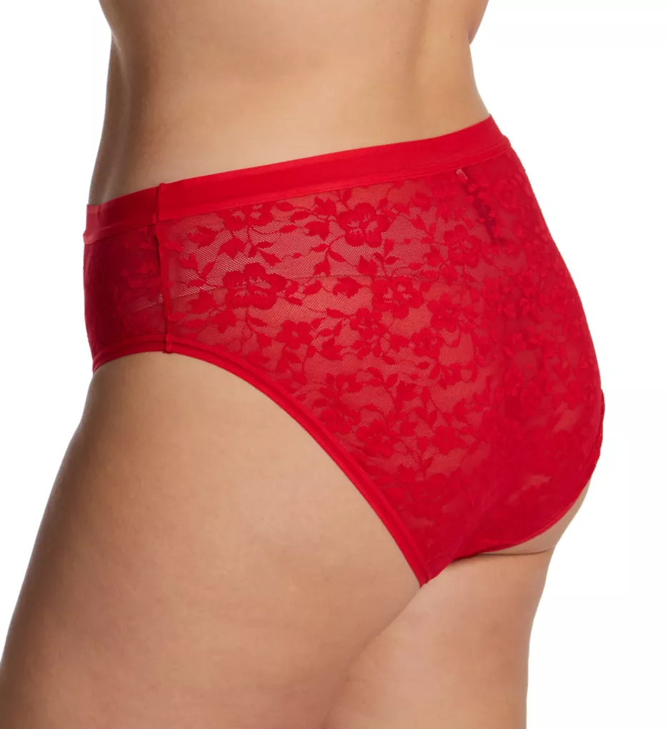 Allover Lace High Cut Brief Panty Diva Red 3X