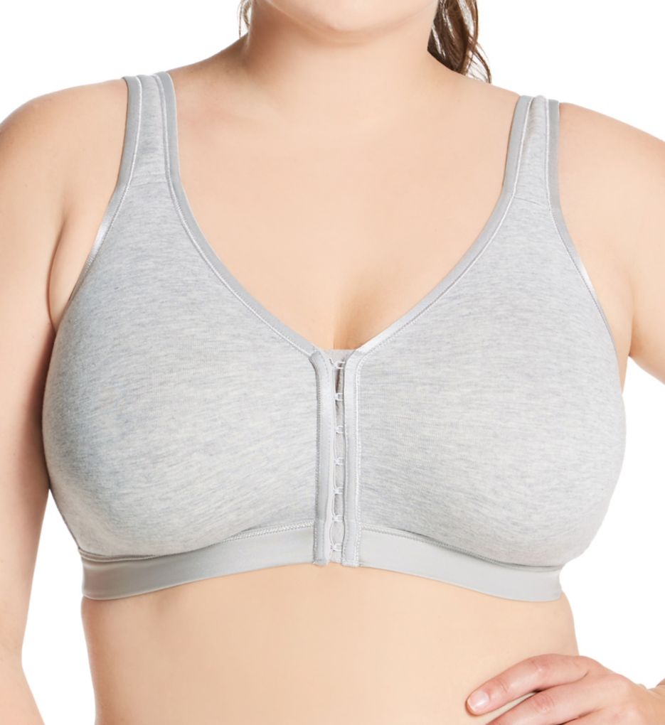 Curvy Couture : Curvy Couture 1416 Cotton Luxe Front & Back Close Wireless Bra (Grey Heather 46DDD)