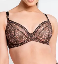 Lifestyle Sheer Plunge Multi Part Cup Bra Animal Print 30F