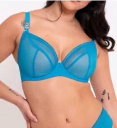 Lifestyle Sheer Plunge Multi Part Cup Bra Capri Blue 32E