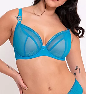 Lifestyle Sheer Plunge Multi Part Cup Bra Capri Blue 32E