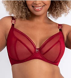 Lifestyle Sheer Plunge Multi Part Cup Bra Deep Red 34DD