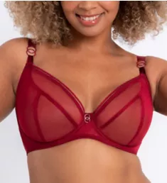 Lifestyle Sheer Plunge Multi Part Cup Bra Deep Red 30F