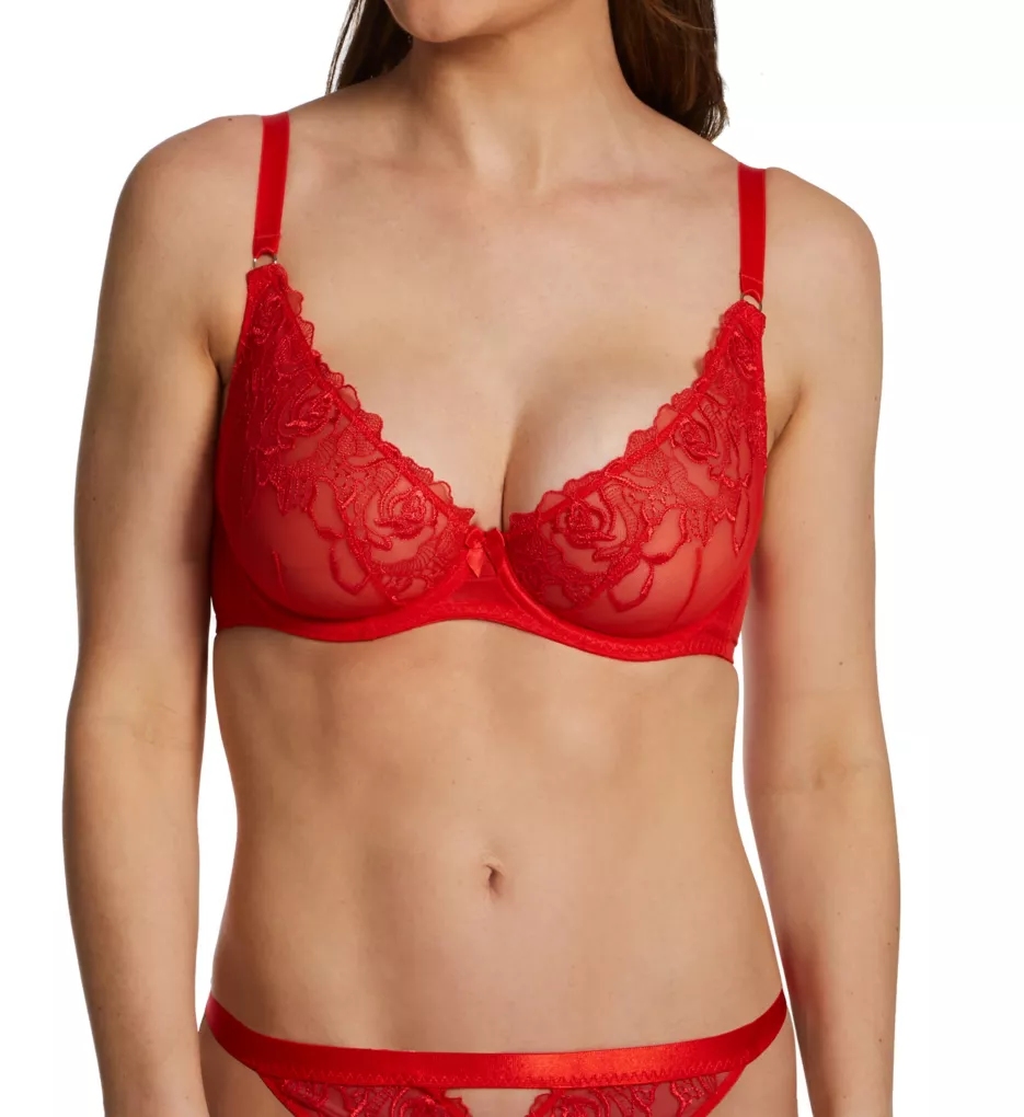 Stand Out Scooped Plunge Underwire Bra Fiery Red 30E