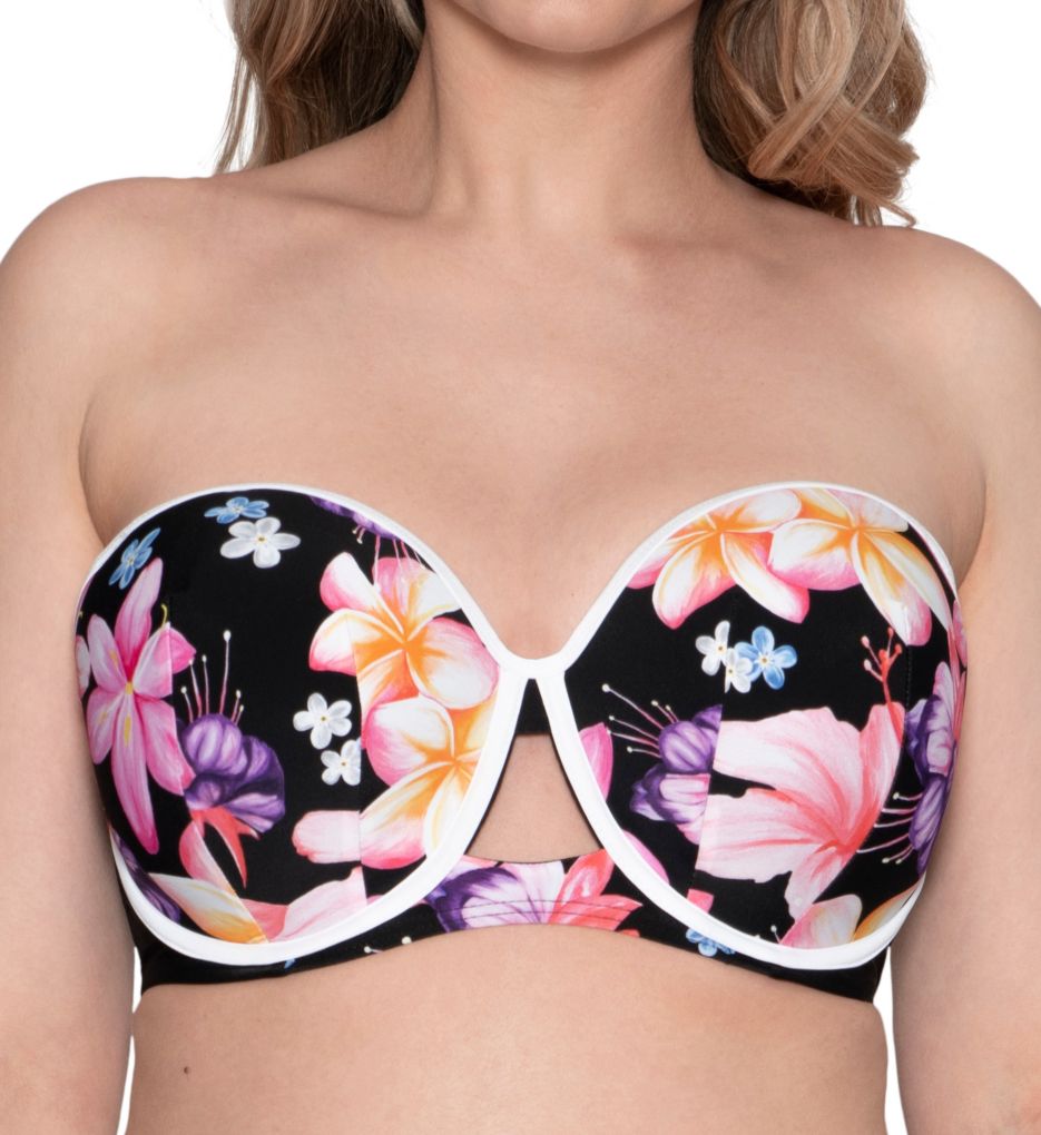 Curvy Kate Tropicana Bandeau Bikini Swim Top Black Multi 32FF  - Image 1