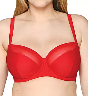 Sheer Class Balcony Bikini Swim Top Red 32D