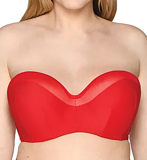 Sheer Class Bandeau Bikini Swim Top Red 32D