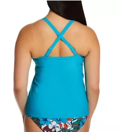 Hibiscus Tankini Swim Top Turquoise 32D