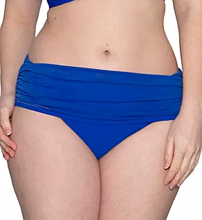 Sheer Class Deep Foldover Brief Swim Bottom Cobalt XL