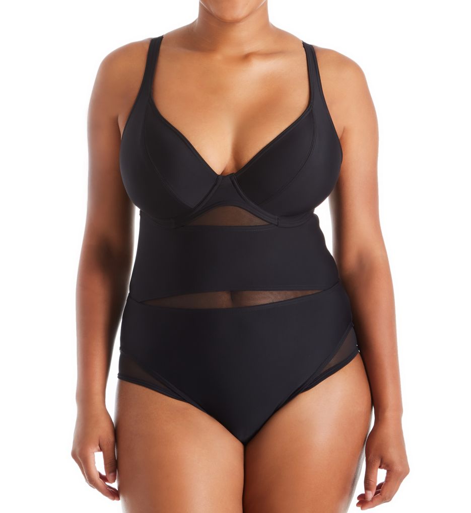 Sheer Class Plunge One Piece Swimsuit-fs