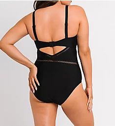 First Class Plunge One Piece Swimsuit Black 38G