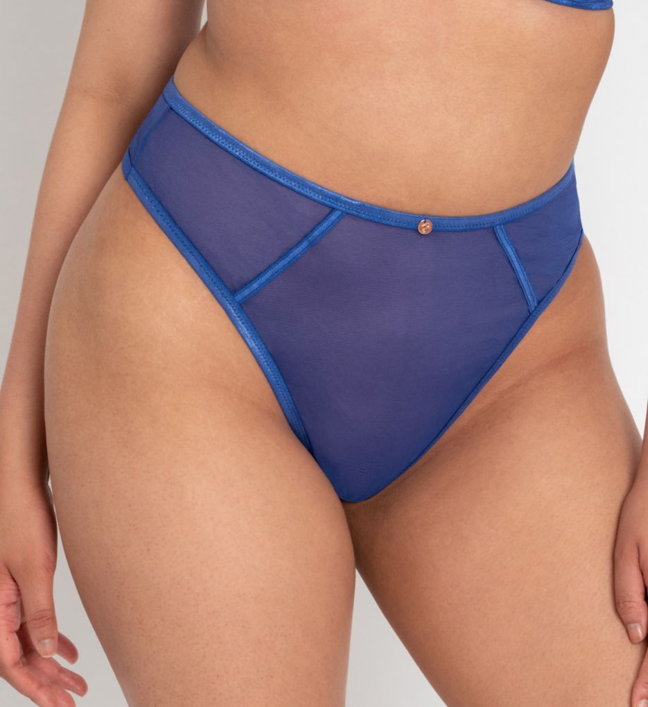 Curvy Kate Women's Scantilly Exposed High Waist Thong Panty in Blue | Size Medium | HerRoom.com