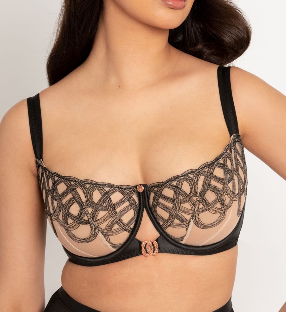 Scantilly Lovers Knot Thong - Black/Latte Beige - Curvy