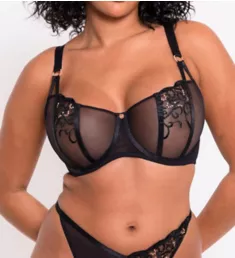 Ornate Non-Padded Balcony Bra Black 32G