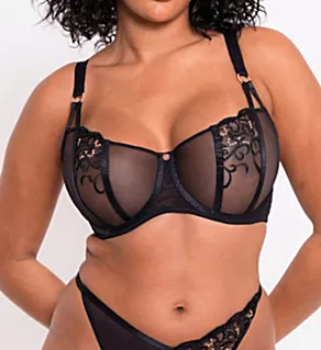 Ornate Non-Padded Balcony Bra Black 32H