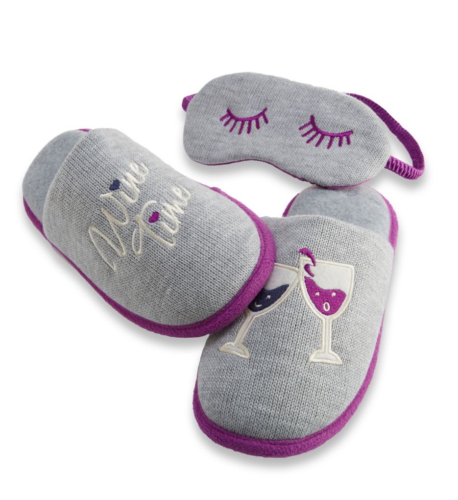 Wine Time Memory Foam Slipper & Eye Set-cs1